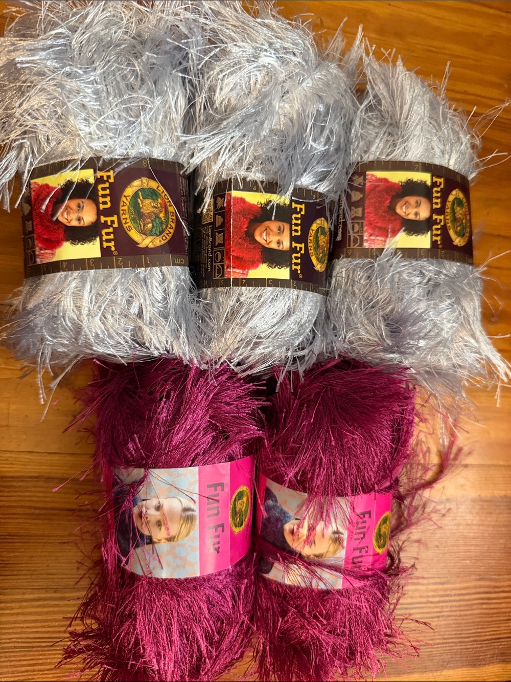 Fun Fur Yarn Bundle - Silver and Magenta